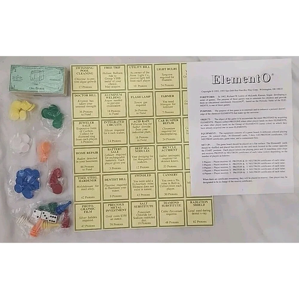 ElementO-1992 Original Educational Game-Learn the Periodic Table NEW Vintage